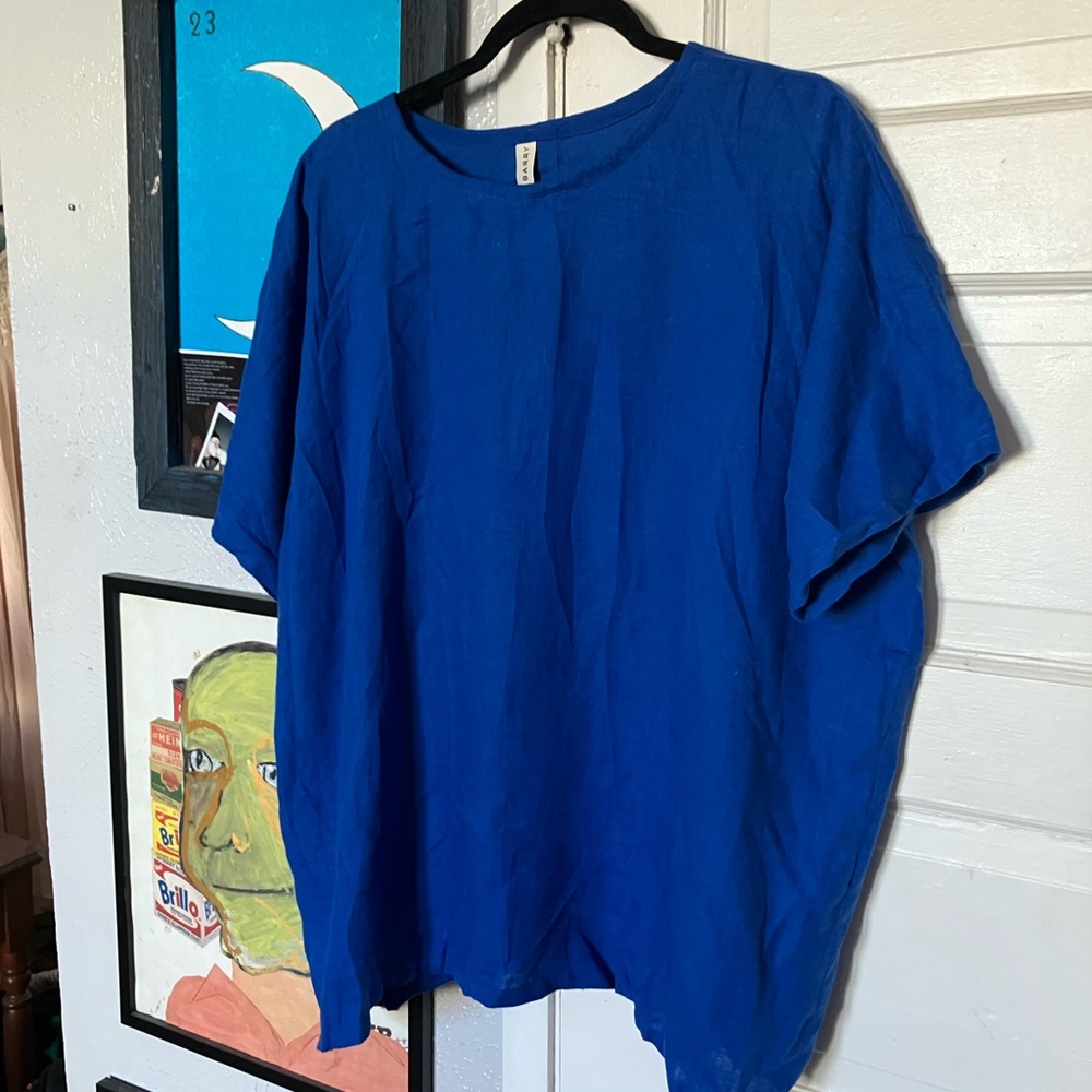 Women's blue linen top - eli & barry